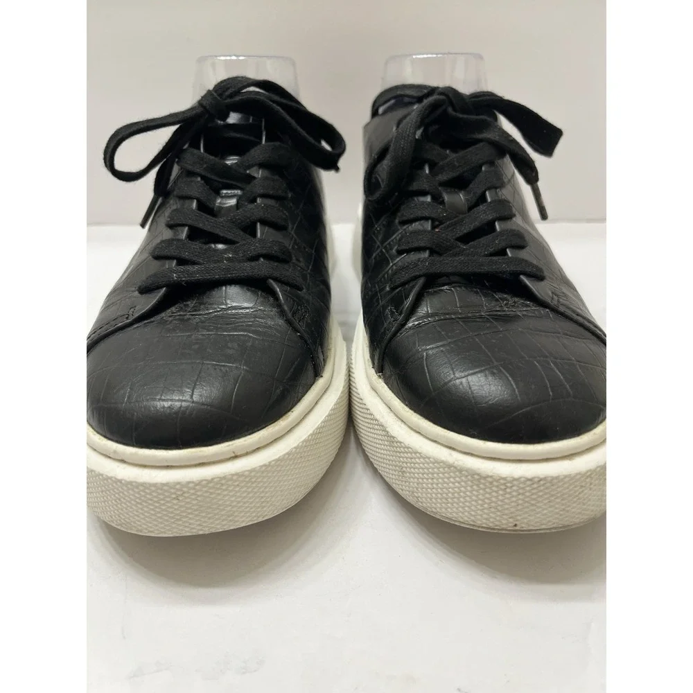 Sam Edelman Croc Embossed Sneakers Black Lace-Up Women's 9.5 Casual Comfort Low